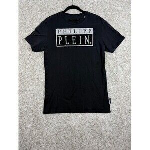 Philipp Plein Logo T Shirt Mens XL Black Crystal Graphic Cotton Tee